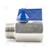 Blue Handle Stainless Steel Male Female Thread Mini Ball Valve