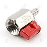 Red Handle Female To Hose Adapter Stainless Steel Mini Ball Valve