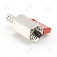 Red Handle SS316 Female To Hose Adapter MIni Ball Valve