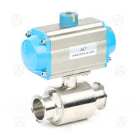 Sanitary Stainless Steel Pneumatic 2 Way Ball Valve With Clamp Ends