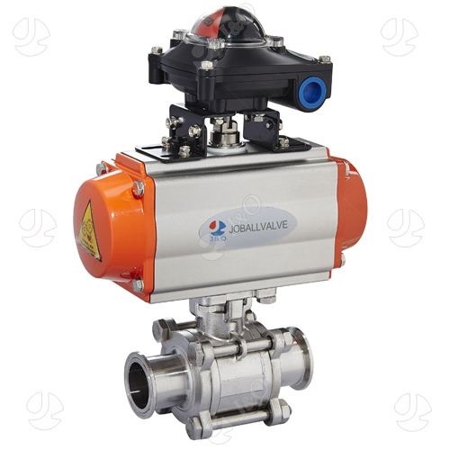 Sanitary Stainless Steel Pneumatic 3PC Three Pieces Tri Clamp Clamped Ball Valve With Position Sensors