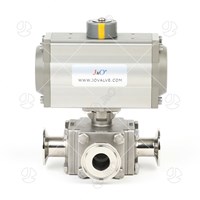 Sanitary Stainless Steel Pneumatic Square Clamped Ball Valve With Aluminum Actuator