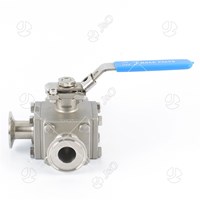 Sanitary Stainless Steel Square Tri Clamp 3 Way Ball Valve
