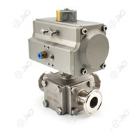 Sanitary Stainless Steel Square Tri Clamp Ball Valve With Aluminum Actuator