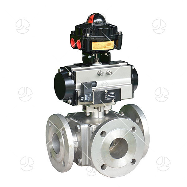 Stainless Steel Pneumatic 3-Way Flanged Ball Valve